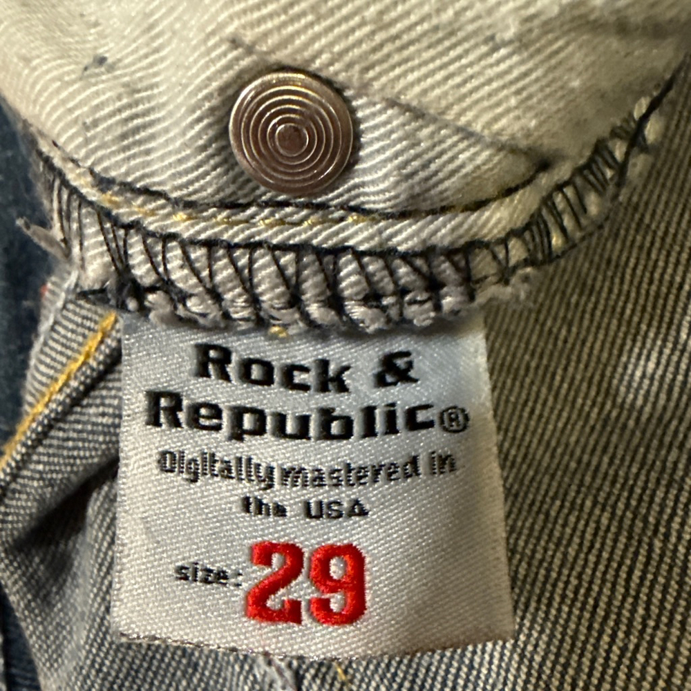 Women's Rock & Republic Flare Jeans Size 29 Blue with Orange Stitching - Picture 4 of 9
